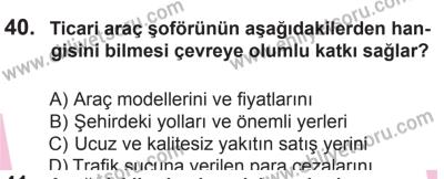 29 Ağustos 2015 Tarihli Sürücü Adayları Sınavı K Kitapçığı 40. Soru