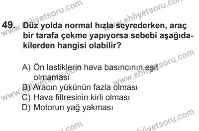 29 Ağustos 2015 Tarihli Sürücü Adayları Sınavı K Kitapçığı 49. Soru