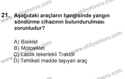 29 Ağustos 2015 Tarihli Sürücü Adayları Sınavı L Kitapçığı 21. Soru