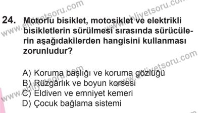 29 Ağustos 2015 Tarihli Sürücü Adayları Sınavı L Kitapçığı 24. Soru