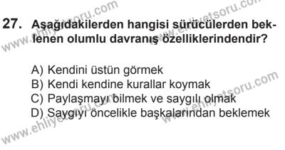 29 Ağustos 2015 Tarihli Sürücü Adayları Sınavı L Kitapçığı 27. Soru