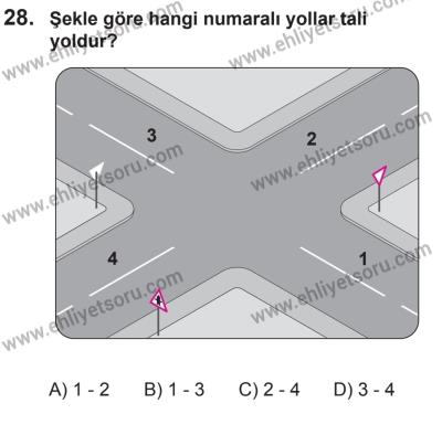 29 Ağustos 2015 Tarihli Sürücü Adayları Sınavı L Kitapçığı 28. Soru