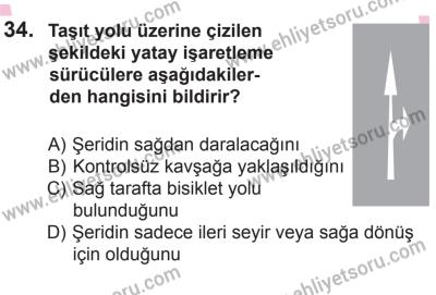29 Ağustos 2015 Tarihli Sürücü Adayları Sınavı L Kitapçığı 34. Soru