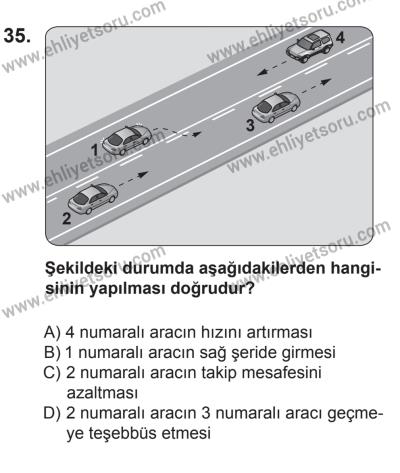 29 Ağustos 2015 Tarihli Sürücü Adayları Sınavı L Kitapçığı 35. Soru