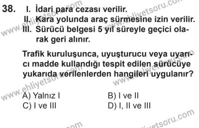 29 Ağustos 2015 Tarihli Sürücü Adayları Sınavı L Kitapçığı 38. Soru