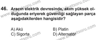 29 Ağustos 2015 Tarihli Sürücü Adayları Sınavı L Kitapçığı 46. Soru