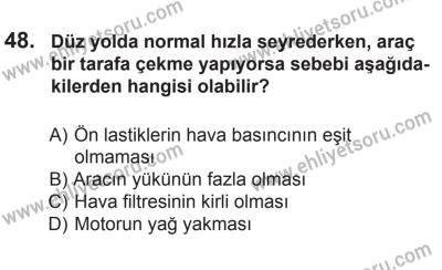 29 Ağustos 2015 Tarihli Sürücü Adayları Sınavı L Kitapçığı 48. Soru