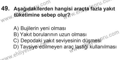 29 Ağustos 2015 Tarihli Sürücü Adayları Sınavı L Kitapçığı 49. Soru