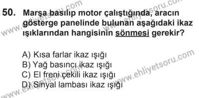 29 Ağustos 2015 Tarihli Sürücü Adayları Sınavı L Kitapçığı 50. Soru