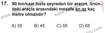 29 Ağustos 2015 Tarihli Sürücü Adayları Sınavı M Kitapçığı 17. Soru