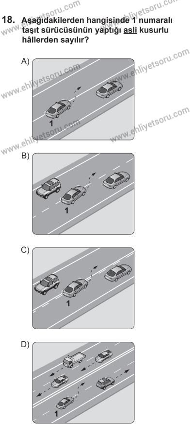 29 Ağustos 2015 Tarihli Sürücü Adayları Sınavı M Kitapçığı 18. Soru