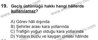 29 Ağustos 2015 Tarihli Sürücü Adayları Sınavı M Kitapçığı 19. Soru