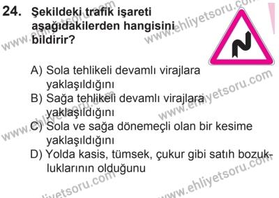 29 Ağustos 2015 Tarihli Sürücü Adayları Sınavı M Kitapçığı 24. Soru