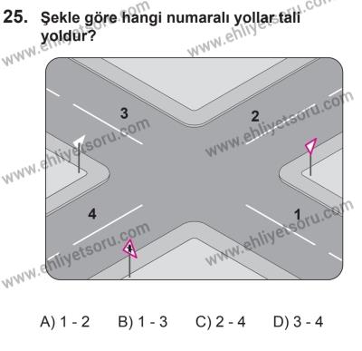 29 Ağustos 2015 Tarihli Sürücü Adayları Sınavı M Kitapçığı 25. Soru