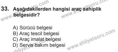 29 Ağustos 2015 Tarihli Sürücü Adayları Sınavı M Kitapçığı 33. Soru