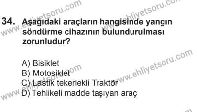 29 Ağustos 2015 Tarihli Sürücü Adayları Sınavı M Kitapçığı 34. Soru