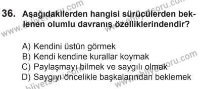 29 Ağustos 2015 Tarihli Sürücü Adayları Sınavı M Kitapçığı 36. Soru
