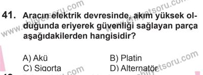 29 Ağustos 2015 Tarihli Sürücü Adayları Sınavı M Kitapçığı 41. Soru