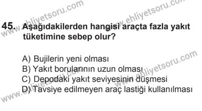 29 Ağustos 2015 Tarihli Sürücü Adayları Sınavı M Kitapçığı 45. Soru