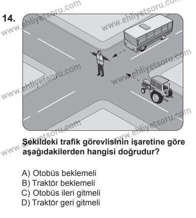 29 Ağustos 2015 Tarihli Sürücü Adayları Sınavı N Kitapçığı 14. Soru