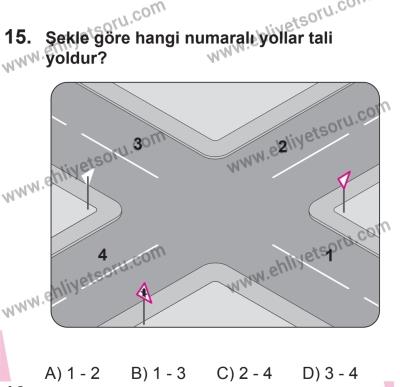 29 Ağustos 2015 Tarihli Sürücü Adayları Sınavı N Kitapçığı 15. Soru