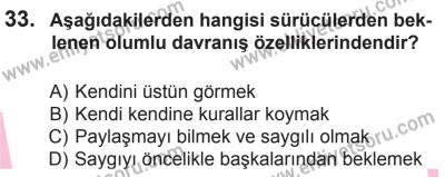 29 Ağustos 2015 Tarihli Sürücü Adayları Sınavı N Kitapçığı 33. Soru