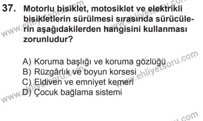 29 Ağustos 2015 Tarihli Sürücü Adayları Sınavı N Kitapçığı 37. Soru