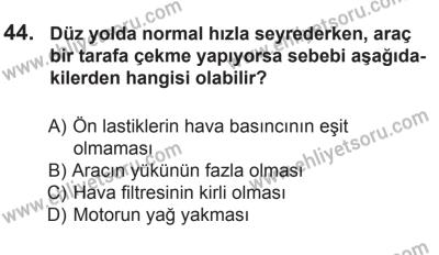 29 Ağustos 2015 Tarihli Sürücü Adayları Sınavı N Kitapçığı 44. Soru
