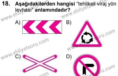 29 Temmuz 2017 Tarihli Sürücü Adayları Sınavı K Kitapçığı 1. Oturum 18. Soru