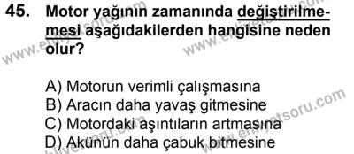 29 Temmuz 2017 Tarihli Sürücü Adayları Sınavı K Kitapçığı 1. Oturum 45. Soru
