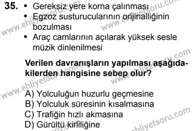 29 Temmuz 2017 Tarihli Sürücü Adayları Sınavı K Kitapçığı 2. Oturum 35. Soru