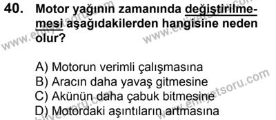 29 Temmuz 2017 Tarihli Sürücü Adayları Sınavı K Kitapçığı 2. Oturum 40. Soru