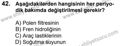 29 Temmuz 2017 Tarihli Sürücü Adayları Sınavı K Kitapçığı 2. Oturum 42. Soru