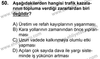 29 Temmuz 2017 Tarihli Sürücü Adayları Sınavı K Kitapçığı 2. Oturum 50. Soru