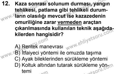 4 Ağustos 2018 Tarihli Sürücü Adayları Sınavı K Kitapçığı 12. Soru