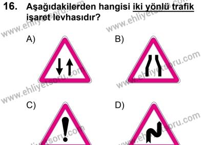 4 Ağustos 2018 Tarihli Sürücü Adayları Sınavı K Kitapçığı 16. Soru