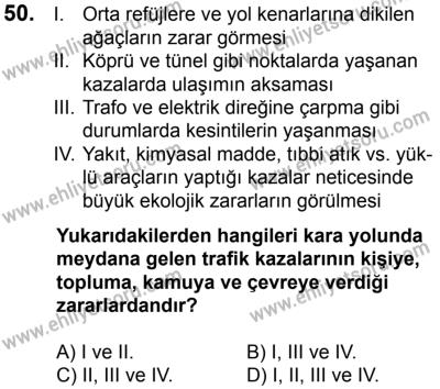 4 Ağustos 2018 Tarihli Sürücü Adayları Sınavı K Kitapçığı 50. Soru