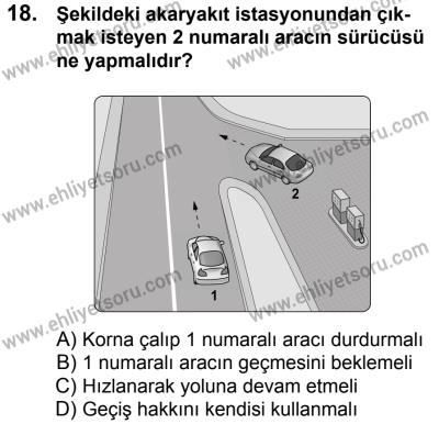 4 Ağustos 2018 Tarihli Sürücü Adayları Sınavı L Kitapçığı 18. Soru