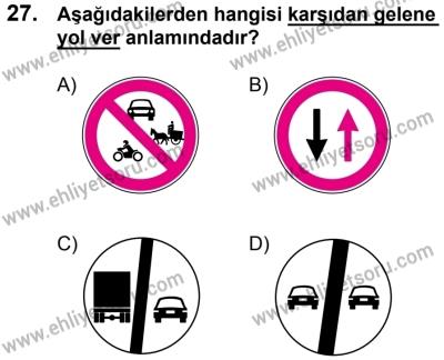 4 Ağustos 2018 Tarihli Sürücü Adayları Sınavı L Kitapçığı 27. Soru