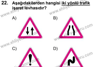 4 Ağustos 2018 Tarihli Sürücü Adayları Sınavı M Kitapçığı 22. Soru