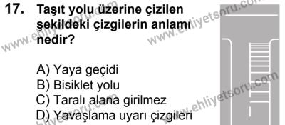 4 Ağustos 2018 Tarihli Sürücü Adayları Sınavı N Kitapçığı 17. Soru