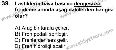4 Ağustos 2018 Tarihli Sürücü Adayları Sınavı N Kitapçığı 39. Soru