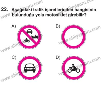 6 Eylül 2014 Tarihli Sürücü Adayları Sınavı K Kitapçığı 22. Soru