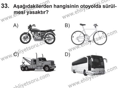 6 Eylül 2014 Tarihli Sürücü Adayları Sınavı K Kitapçığı 33. Soru