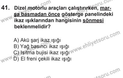 6 Eylül 2014 Tarihli Sürücü Adayları Sınavı K Kitapçığı 41. Soru