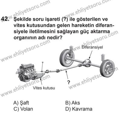 6 Eylül 2014 Tarihli Sürücü Adayları Sınavı K Kitapçığı 42. Soru