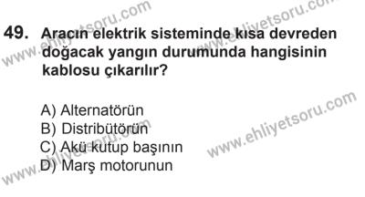 6 Eylül 2014 Tarihli Sürücü Adayları Sınavı K Kitapçığı 49. Soru