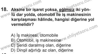 6 Eylül 2014 Tarihli Sürücü Adayları Sınavı L Kitapçığı 18. Soru