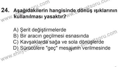 6 Eylül 2014 Tarihli Sürücü Adayları Sınavı L Kitapçığı 24. Soru