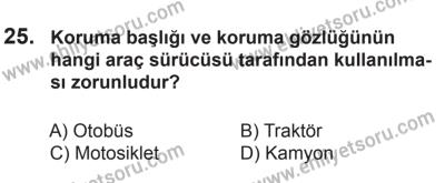 6 Eylül 2014 Tarihli Sürücü Adayları Sınavı L Kitapçığı 25. Soru
